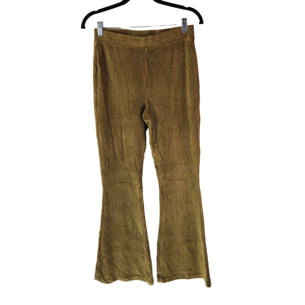 Aerie Womens Hi-Rise Groove-On Velour High Waisted Flare Pant Brown Size M